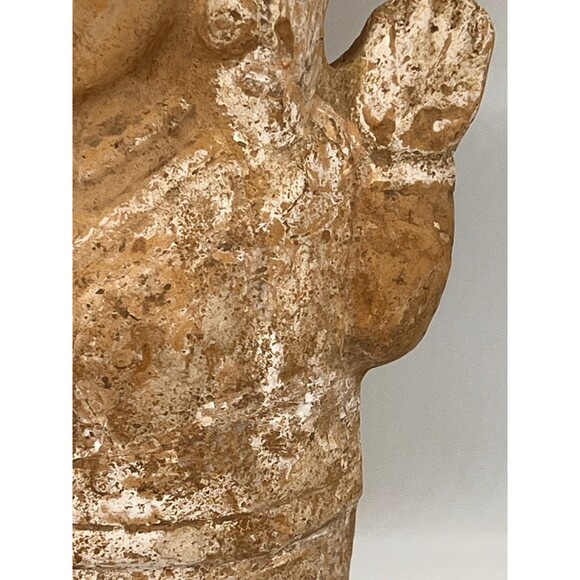 Pre Columbian Jaina Maya Pottery Figure Standing Woman Arms Raised Headdress Lrg - Picture 5 of 16